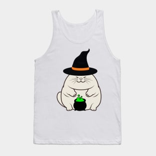 Funny fat cat is wearing a witch costume Tank Top